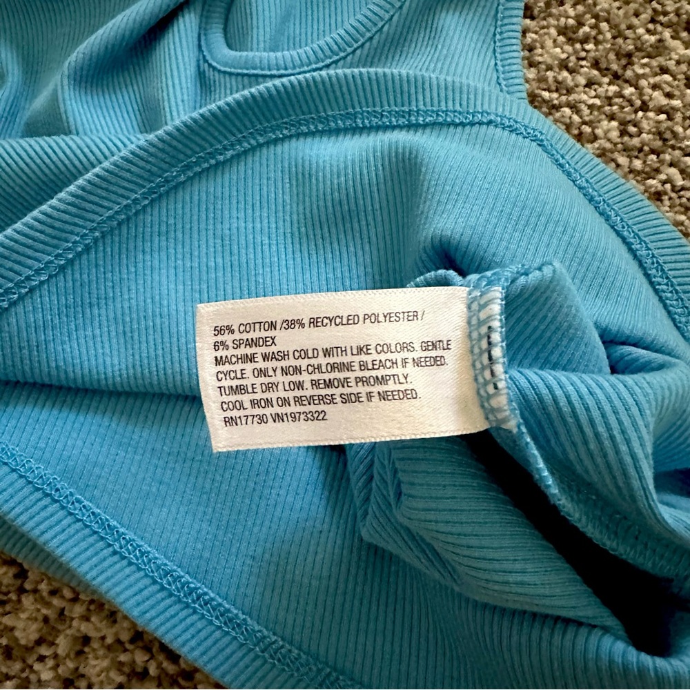 Blue Sleeveless Ribbed Top - Picture 4 of 4